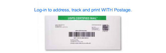 Login Certified Mail Envelopes