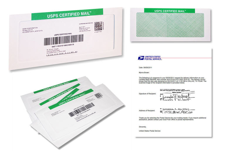 Certified Mail Envelopes with Return Receipt Electronic