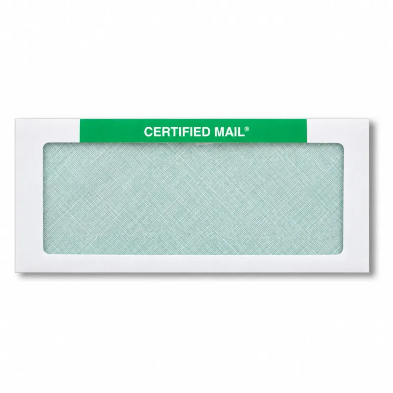 Certified Mail Envelope, Letter Size #10 with green Certified Mail band